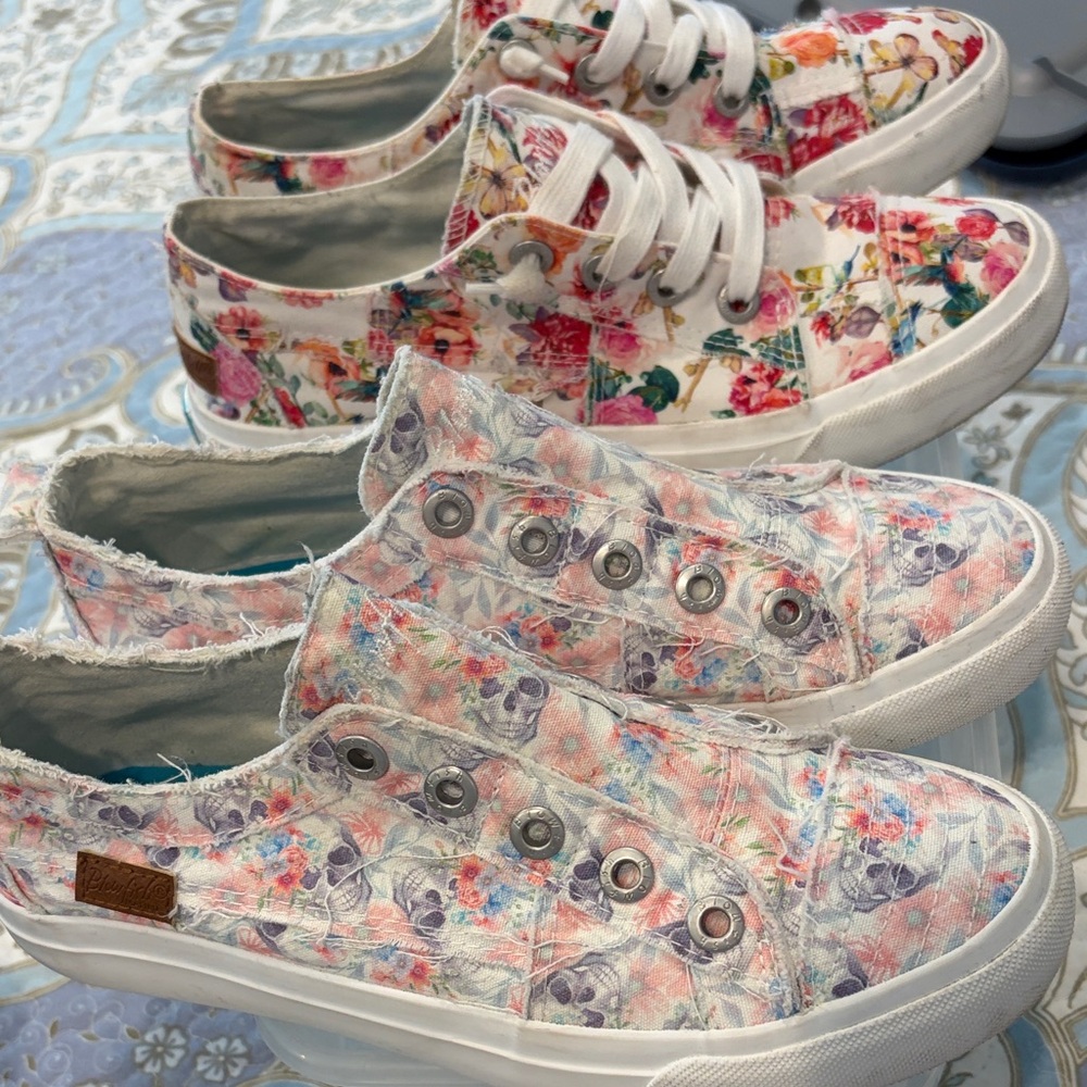 Blowfish White Floral Canvas Slip-On Sneakers - Pastel Multi color